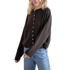 Amazon Cardigan Lightweight Crewnec Long Sleeve in Brown